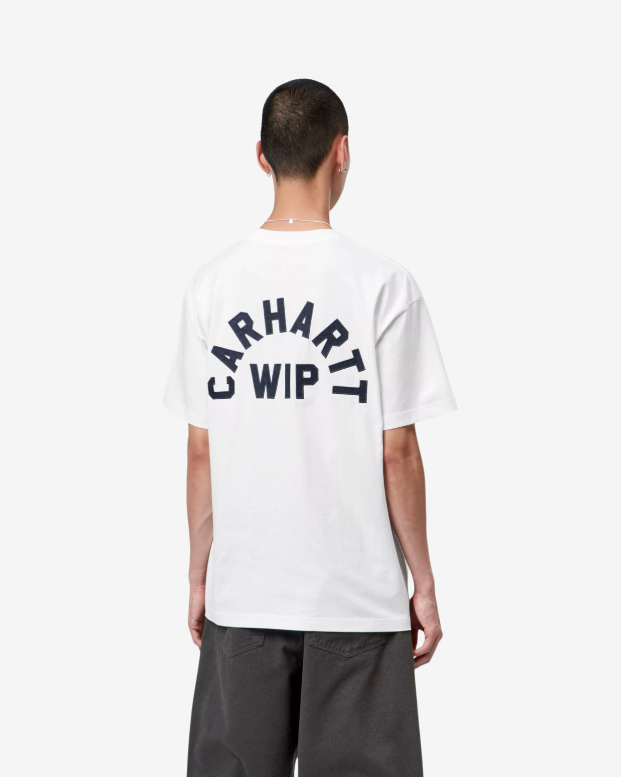 S/S ARCH SCRIPT T-SHIRT - WHITE/NAVY
