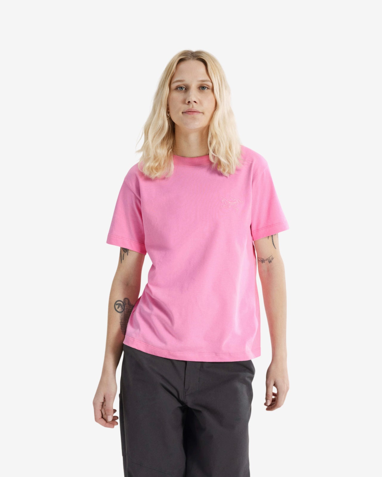 KRAGG COTTON LITTLE BIRD CREW SS W - PINEBERRY