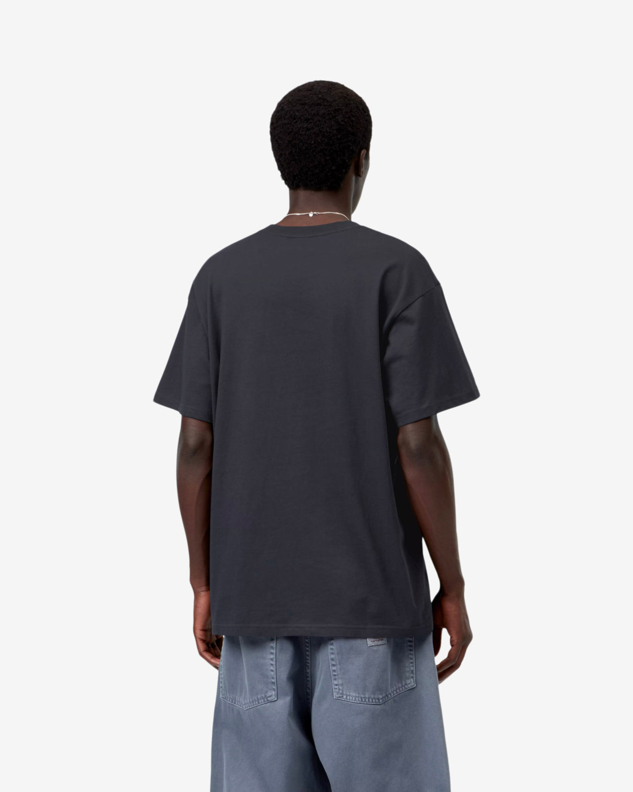 S/S SCRIPT EMBROIDERY T-SHIRT - DARK NAVY/WHITE