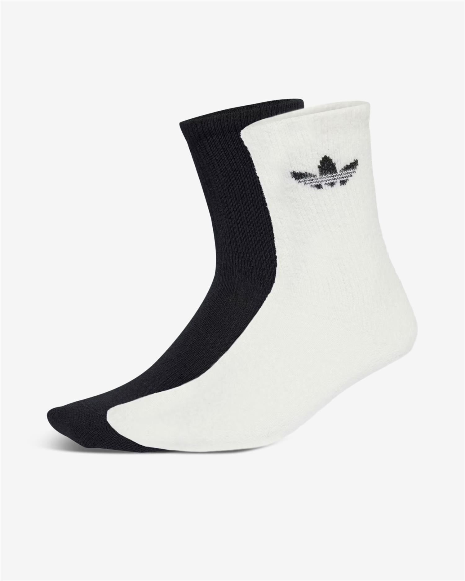 FLUFFY CREW SOCKS 2PK - OFF WHITE/BLACK