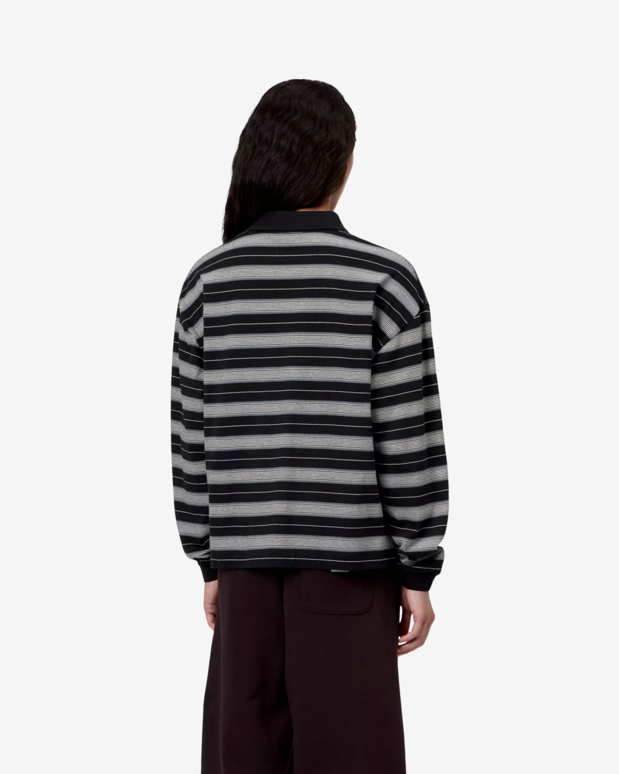 W' L/S BRONSON POLO - STRIPE/BLACK