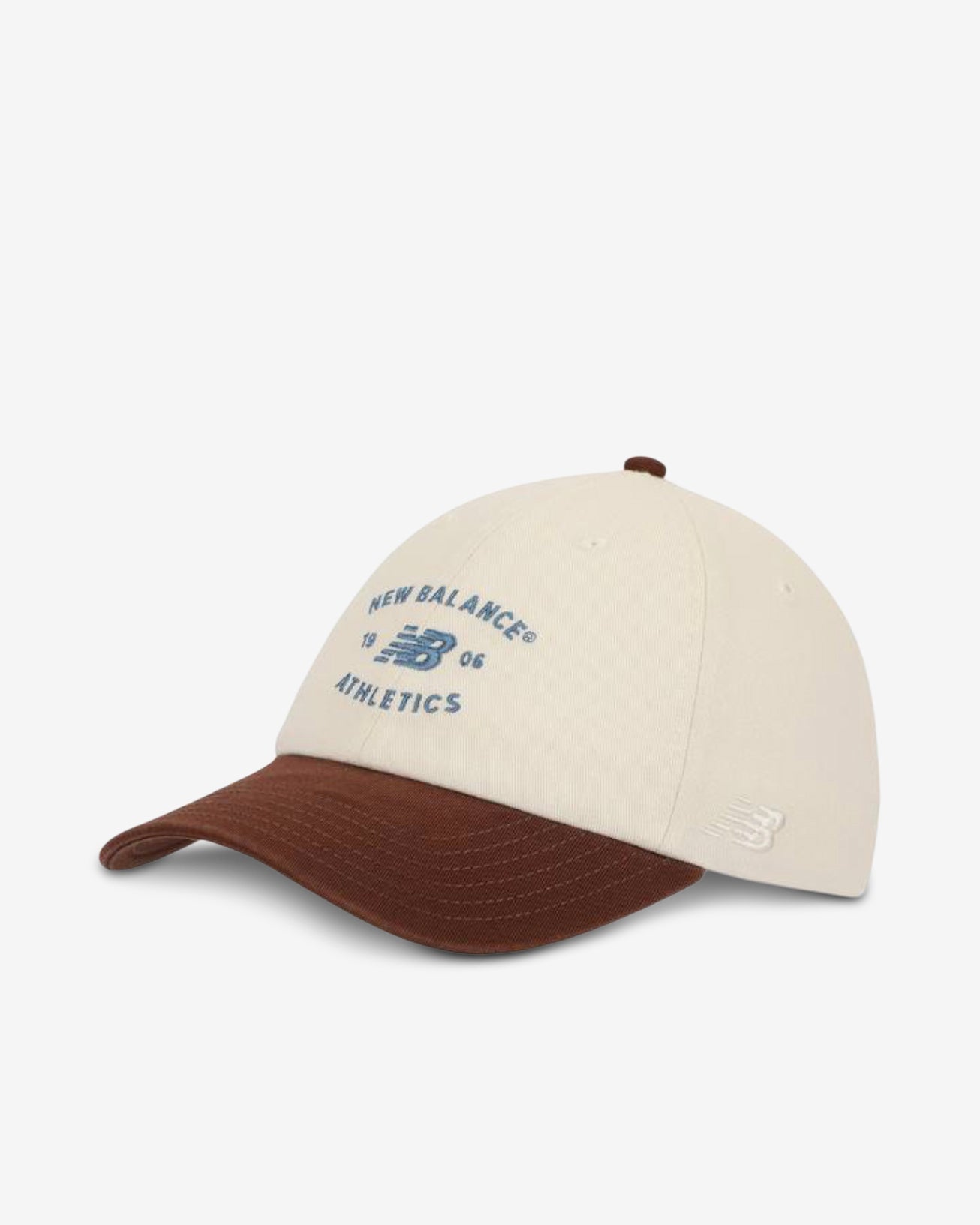 6 PANEL ATHLETICS CAP - OFF WHITE/BROWN