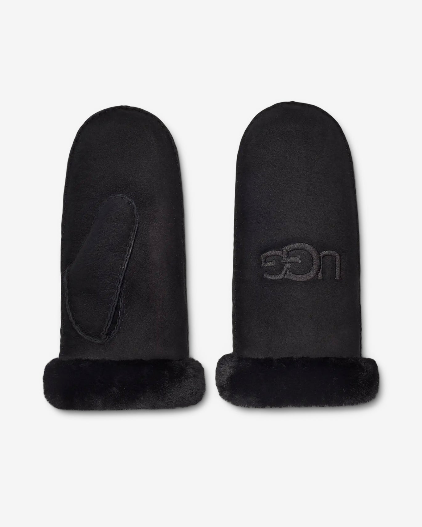 W SHEEPSKIN EMBROIDER MITTEN - BLACK