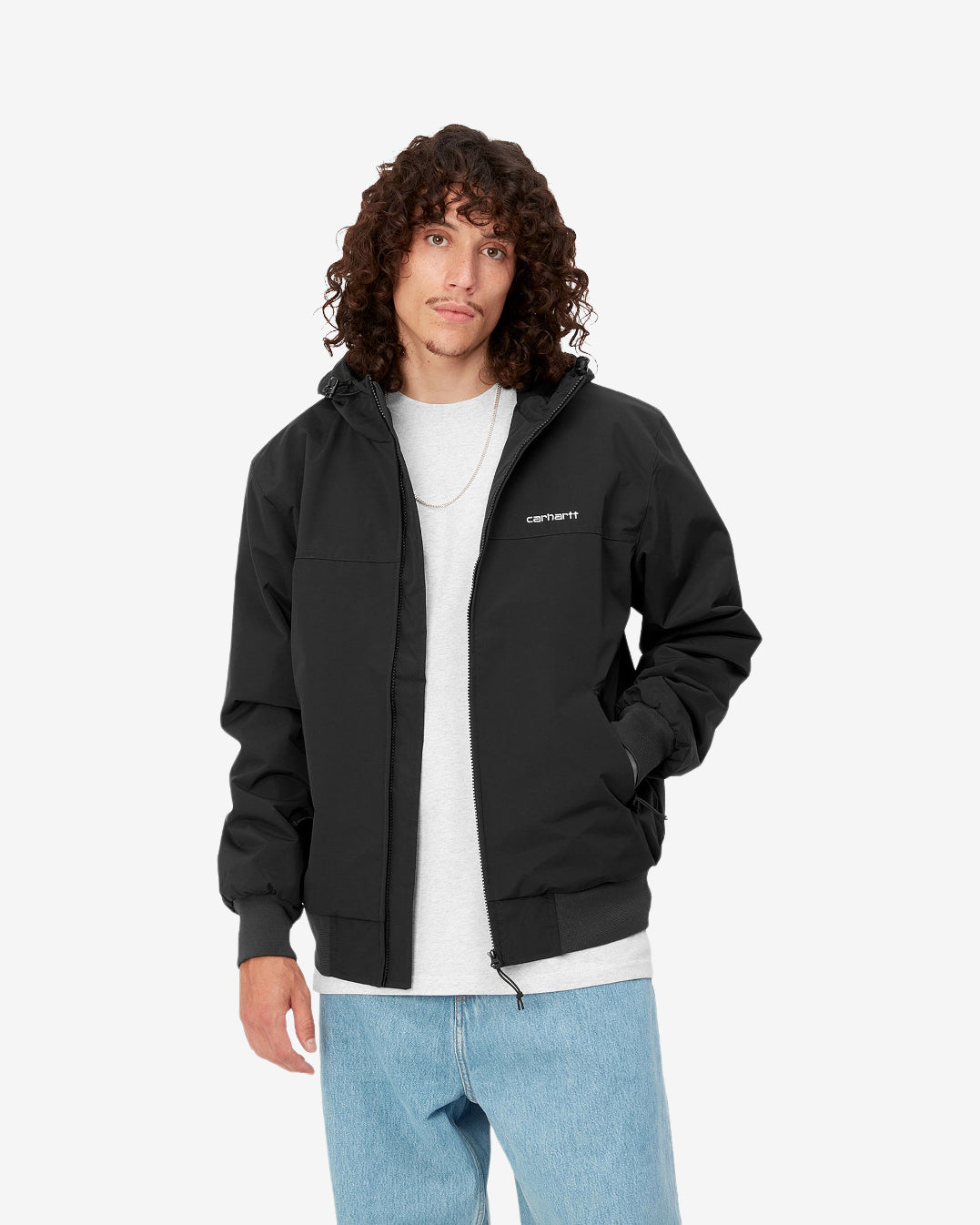 HOODED SAIL JACKET - BLACK/WHITE