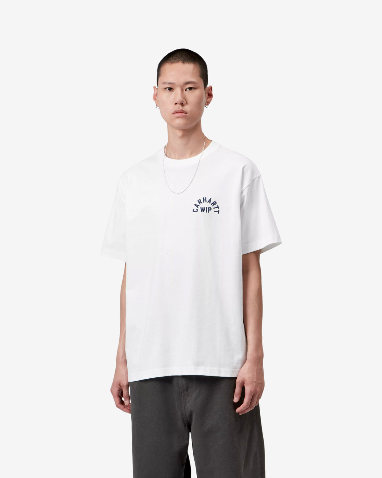 S/S ARCH SCRIPT T-SHIRT - WHITE/NAVY