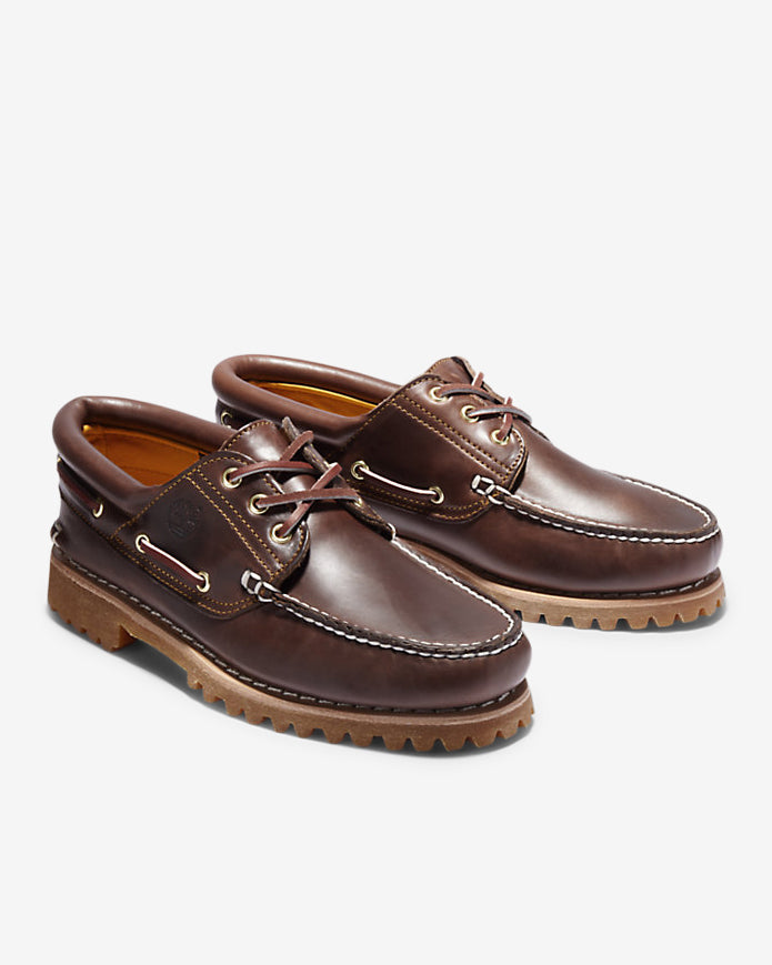 AUTHENTIC 3-EYE BOAT SHOE - BROWN